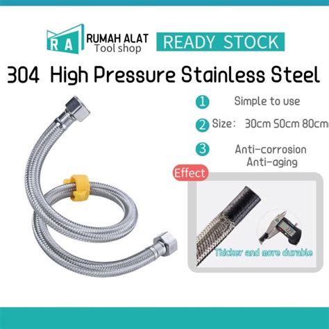 RA Ready Stock SUS304 High Pressure Stainless Steel Flexible Hose Sink