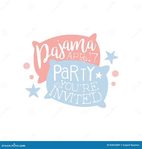 Girly Pajama Party Invitation In Bright Colors Vector Illustration