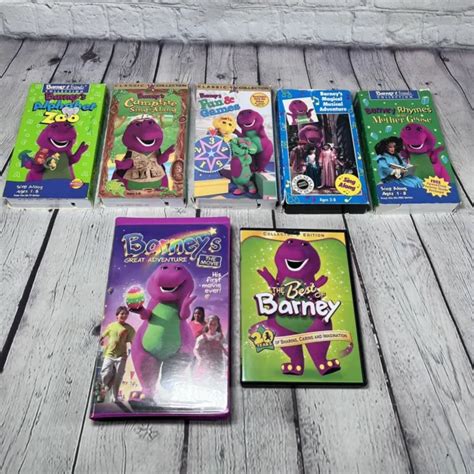 Lot Of 7 Barney Vhs Tapes And Dvd 90’s Best Of Sing Along Musical Adventure Etc 60 88