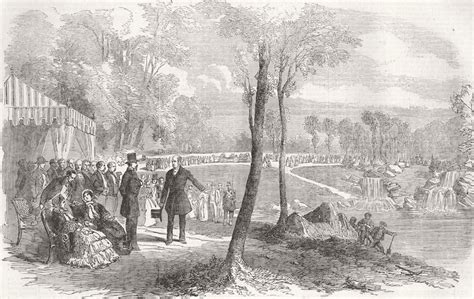 FRANCE Unveiling Of Cascades Bois De Boulogne 1854 Old Antique Print