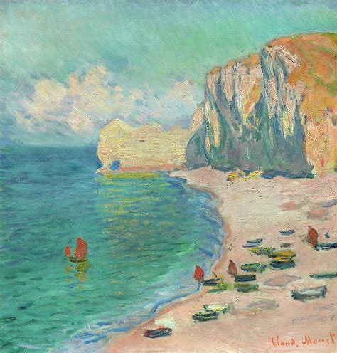 Etretat The Beach And The Falaise Damont 1885 Painting By Claude Monet