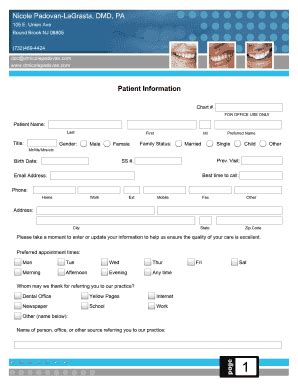 Fillable Online New Patient Forms C1 Preview Prosites Fax Email