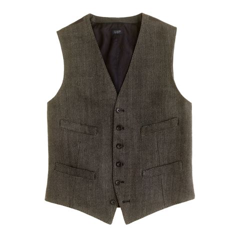 J Crew Linen Herringbone Suit Vest In Gray For Men Lyst