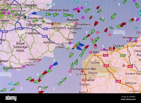 Screen Shot Showing Real Time Shipping Traffic Through The English