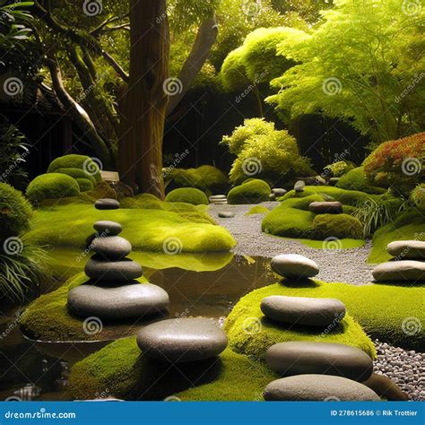 Abstract Zen Garden And Path With Stones Stock Illustration