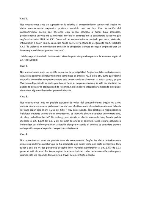 Casos Pr Cticos De Derecho Civil Persona Y Patrimonio Caso Nos