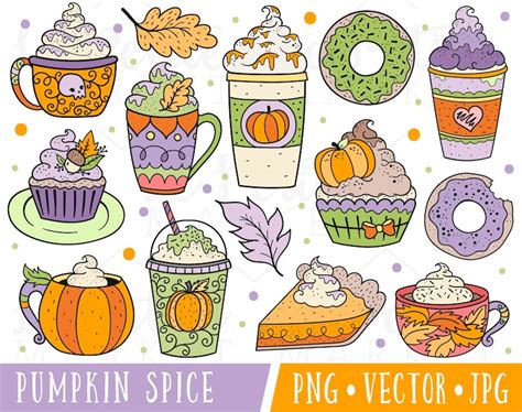 Cute Pumpkin Spice Clipart Images Pumpkin Spice Latte Etsy