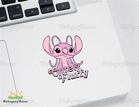 Cute And Fluffy Angel Sticker Stitch Car Decal Disney Stitch Laptop Sticker Angel Waterbottle