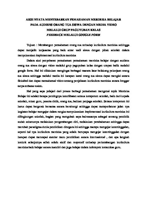 Aksi Nyata Menyebarkan Pemahaman Merdeka Belajar Pdf Pdfcoffee