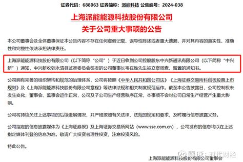 董事长被立案、留置，派能科技市值一天蒸发18亿 本文来源：时代财经 作者：雨辰5月19日晚， 派能科技 （688063 Sh）披露关于公司重大事项的公告，称公司于近日收 雪球