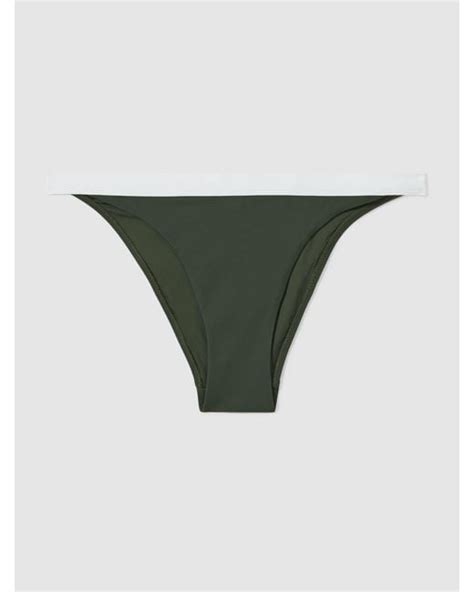 Reiss Dark Contrast Trim Bikini Bottoms In Natural Lyst