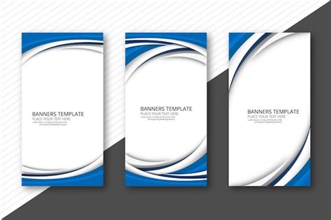 Banners De Onda Creativos Abstractos Set Vector Plantilla Vector Gratis