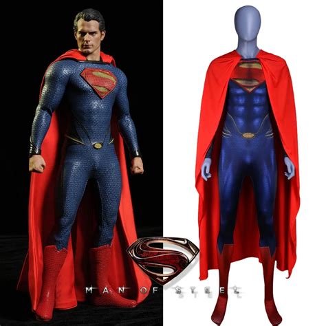 New Superman Costume Man Of Steel Cosplay Outfit Deluxe 3d Print Jumpsuit With Red Cape