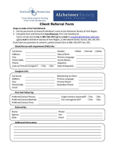 Fillable Online Fillable Online PDF First Link Referral Form