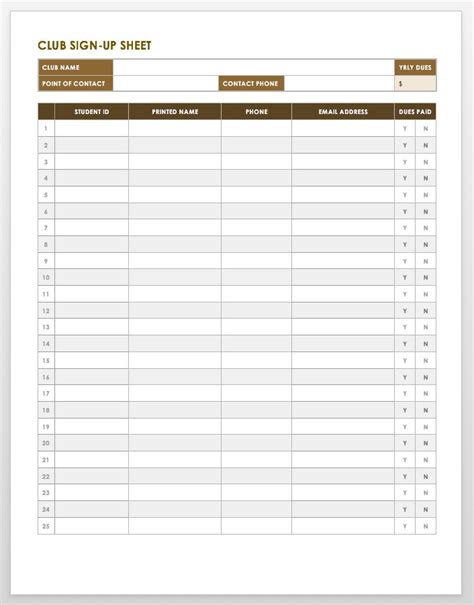 Class Party Sign Up Sheet Template For Your Needs