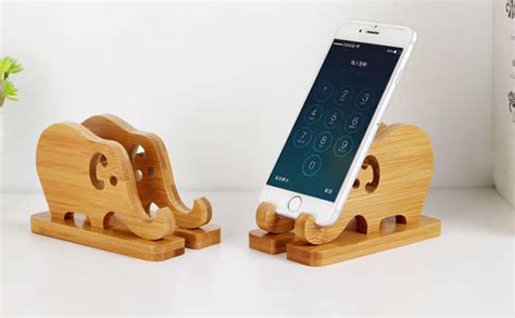 Pcs Bamboo Wooden Elephant Phone Stand Pack Feelgift