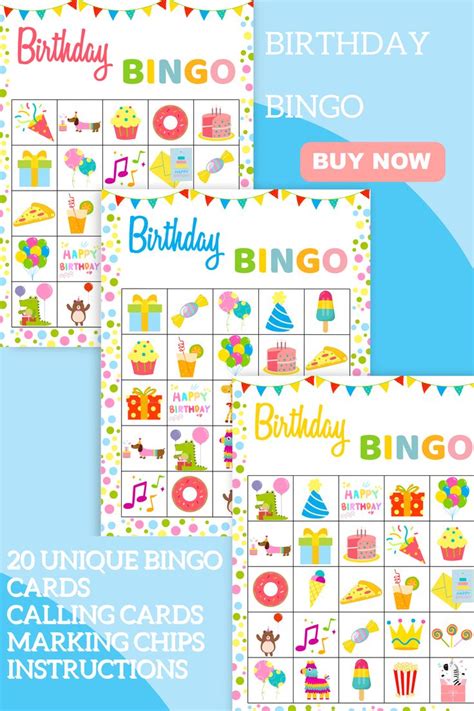 Birthday Bingo Game Kids Birthday Party Bingo Birthday Party Games Kids ...