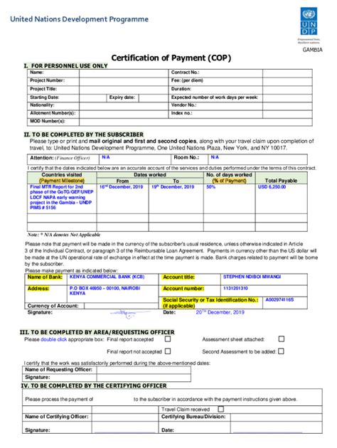 Fillable Online Info Undp Certificate Of Payment Undp Fax Email Print