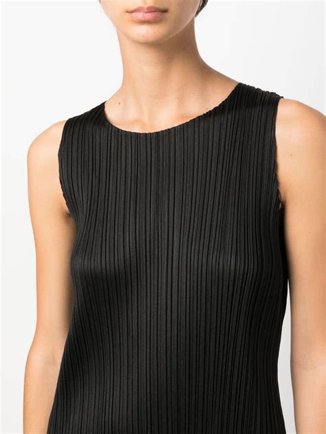 Pleats Please Issey Miyake Sleeveless Pleated Midi Dress Black Farfetch