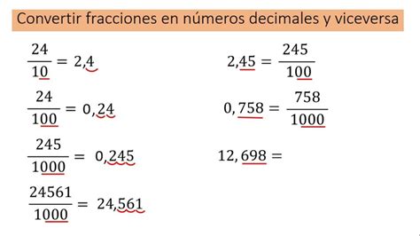 Cómo convertir fracciones a decimales y viceversa ejercicios