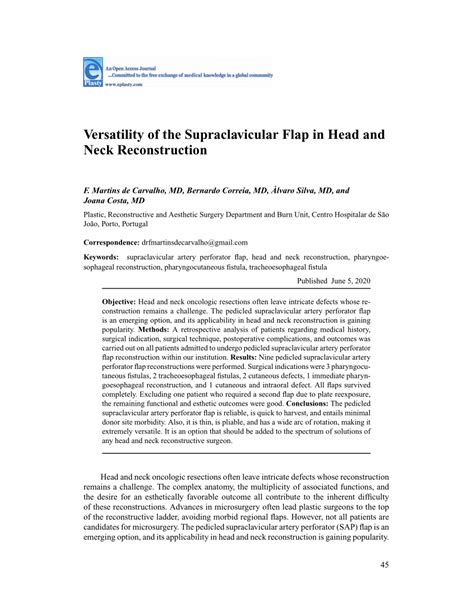 Pdf Versatility Of The Supraclavicular Flap In Head And Neck
