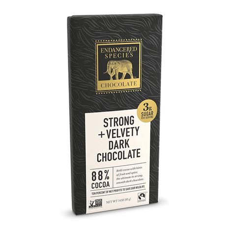 Endangered Species Chocolate Extreme Dark Chocolate Bar Ounce