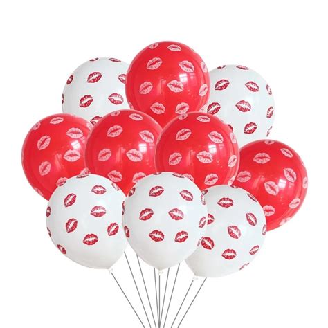 50100pcs 12inch Lip Foil Balloons Love White Red Lips Latex Balloon