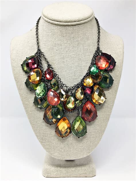 Estate Joan Rivers Multi Colors Large Faceted Beaded Gorgeous Necklace