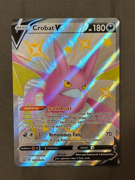 Mavin Crobat V SWSH098 Shiny Holo Ultra Rare Full Art Pokemon Black