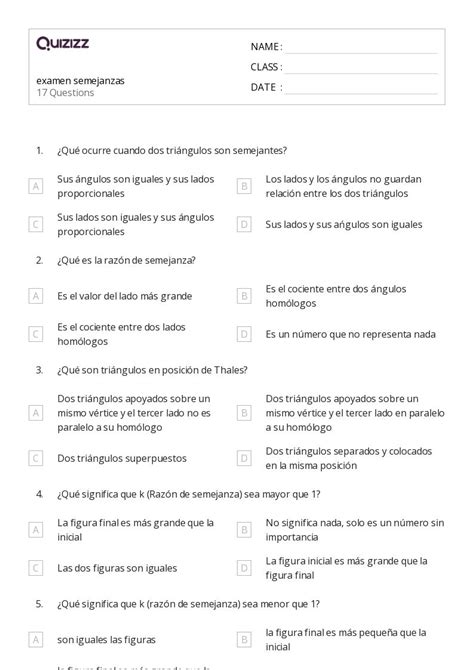 Teoremas Del Tri Ngulo Hojas De Trabajo Para Grado En Quizizz