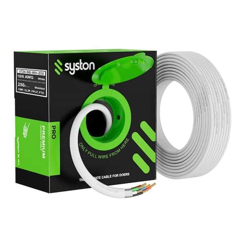 Syston Cable Technology 250 Ft 18 6 White CMP FPLP CL3P Plenum Rated