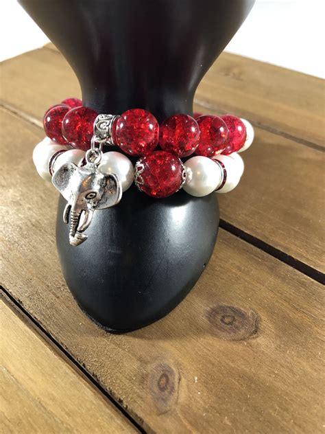 Delta Sigma Theta Sorority Bracelet Red And White Stretch Bracelet