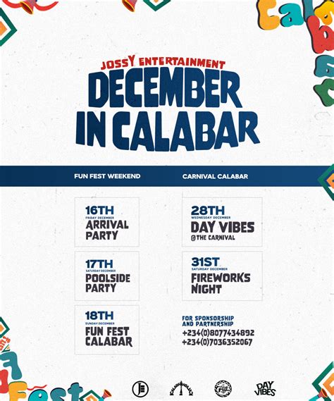 Jossy Entertainment has an Array of Events for 'December in Calabar