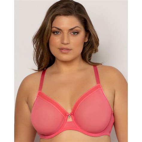 Curvy Couture Womens Sheer Mesh Full Coverage Unlined Underwire Bra