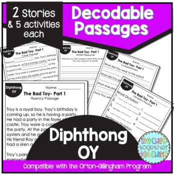 Diphthong OY Decodable Reading Passages Orton Gillingham And Science Of