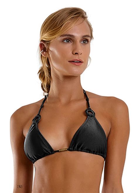 Bikini Tops Black Triangle Top With Ring Detail Top Sexy Liso Preto