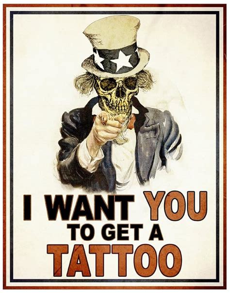 Laminated Tattoo Shop Slogan I Want You To Get A Tattoo