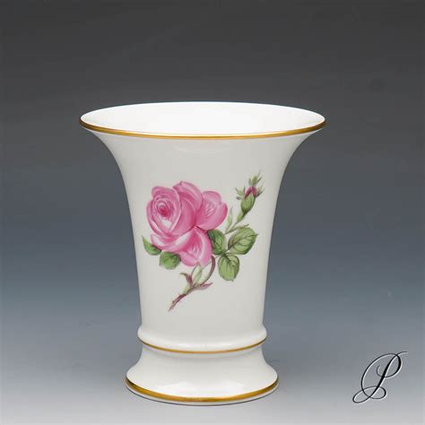 Vase Meissen Im Dekor Rote Rose Porzellan Porcelain