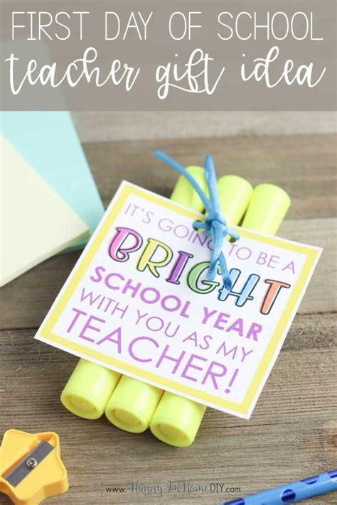 Cute First Day of School Gift for Teacher with Printable Tag