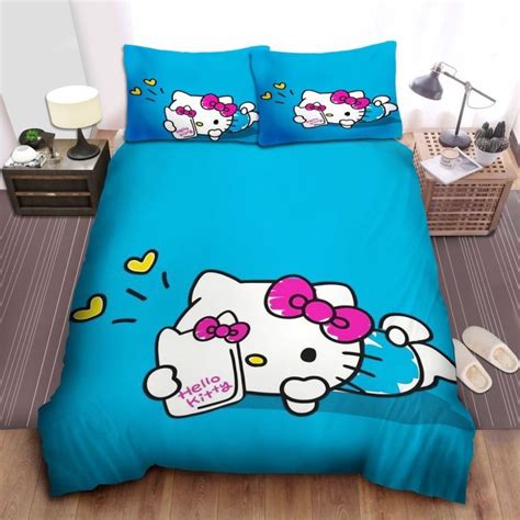 Hello Kitty In Black Background Bedding Set Twin Rever Lavie