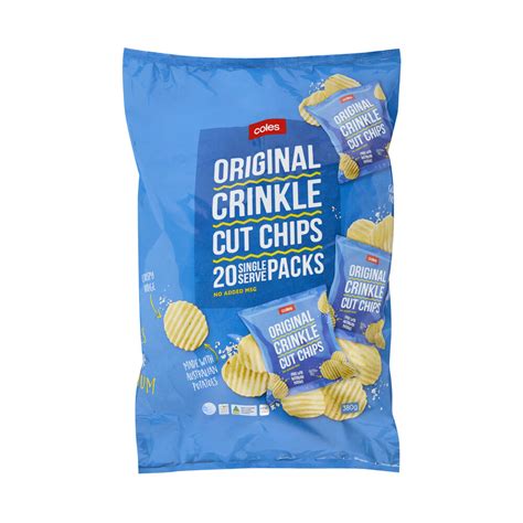 Buy Coles Potato Chips Crinkle Cut Original 20 Pack 380g Coles