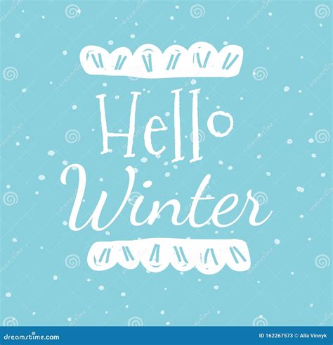 Hello Winter Creative Greeting Card Typography Stock Vector