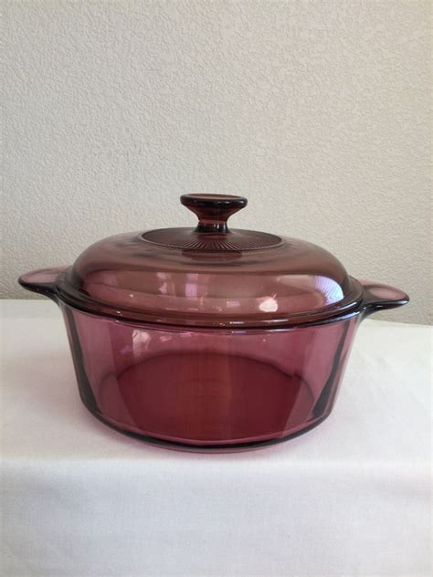 Qt Cranberry Vision Corning Glass Casserole Dish Pyrex Lid