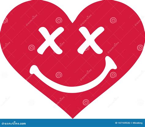 Heart with Crossed Eyes and Smile Stock Vector - Illustration of ...