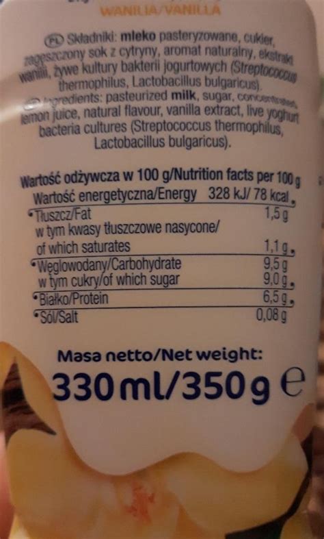 Skyr jogurt pitny typu islandzkiego wanilia Piątnica kalorie kJ i