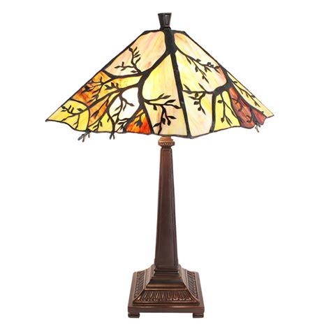 5LL 6226 Lampe de table Tiffany 36x36x57 cm Beige Marron Verre Métal