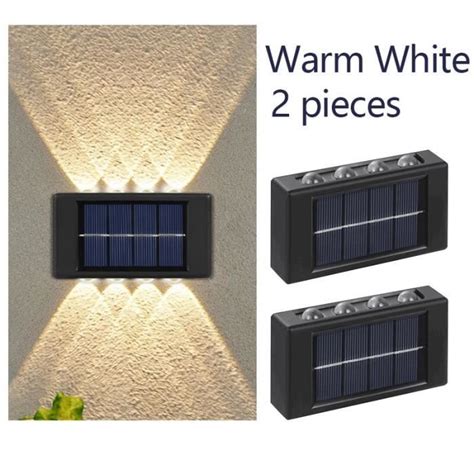 Borne Solaire Led Warm White Pcs Applique Murale Ext Rieur Lampe