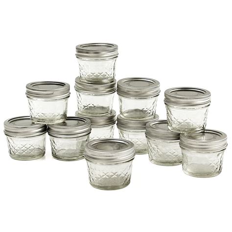 Ball Jar Crystal Jelly Jars With Lids And Bands Quilted 4 Ounce Set Of 12 Food