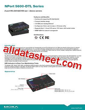 NPORT5650I 8 DTL Datasheet PDF Moxa Inc