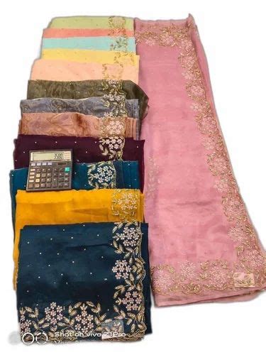 Party Wear Embroidered Uppada Pure Soft Silk Tissue Sarees 6 M With